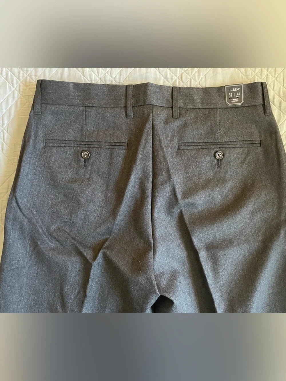 J.CREW Classic creased wool trouser in Heathered Charcoal Size 32 NWT CO452